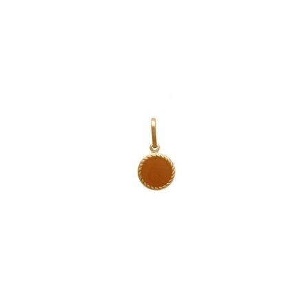 Pingente Redondo 8Mm Borda Torcida Com Resina Caramelo